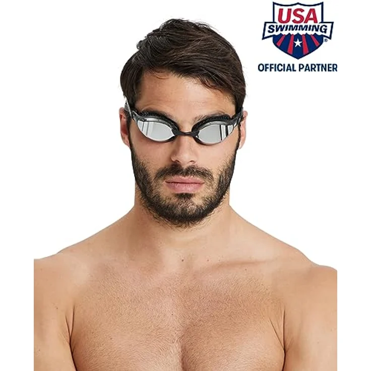arena Airspeed Mirror Anti Beschlag Unisex Wettkampf Schwimmbrille für Erwachsene, Schwimmbrille mit Breiten Gläsern, UV-Schutz, 3 Austauschbaren Nasenstegen, Air-Seals Dichtungen – Bild 2