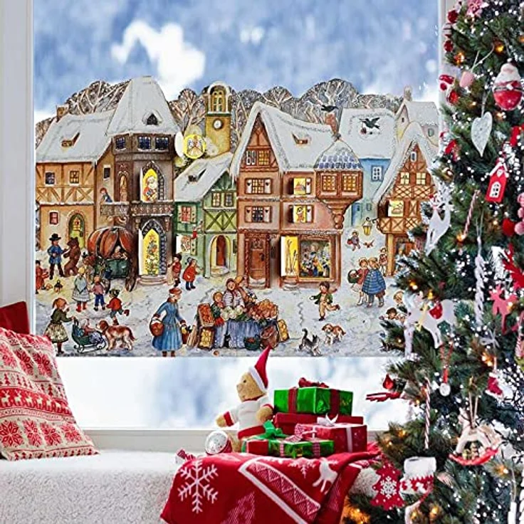 Richard Sellmer Verlag Nostalgischer Adventskalender / Weihnachtskalender mit Bildern und Glimmer, Vintage und Retro, Made in Germany, 26,5 x 35,5 cm – Bild 2