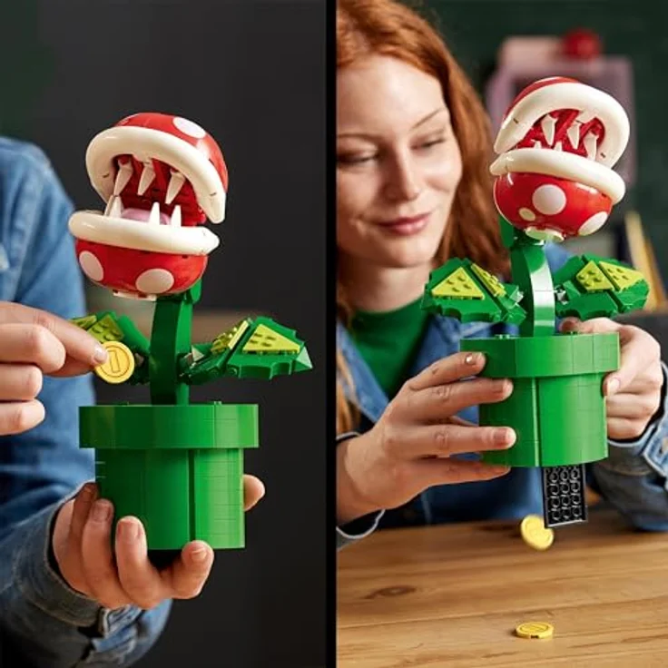 LEGO 71426 Super Mario Piranha-Pflanze Set, bewegliche Figur mit Pfeife und 2 Münzelementen, Modellbausatz für Erwachsene zum Bauen, Schlafzimmer-Deko, Geschenk für Männer, Frauen und Jugendliche – Bild 5