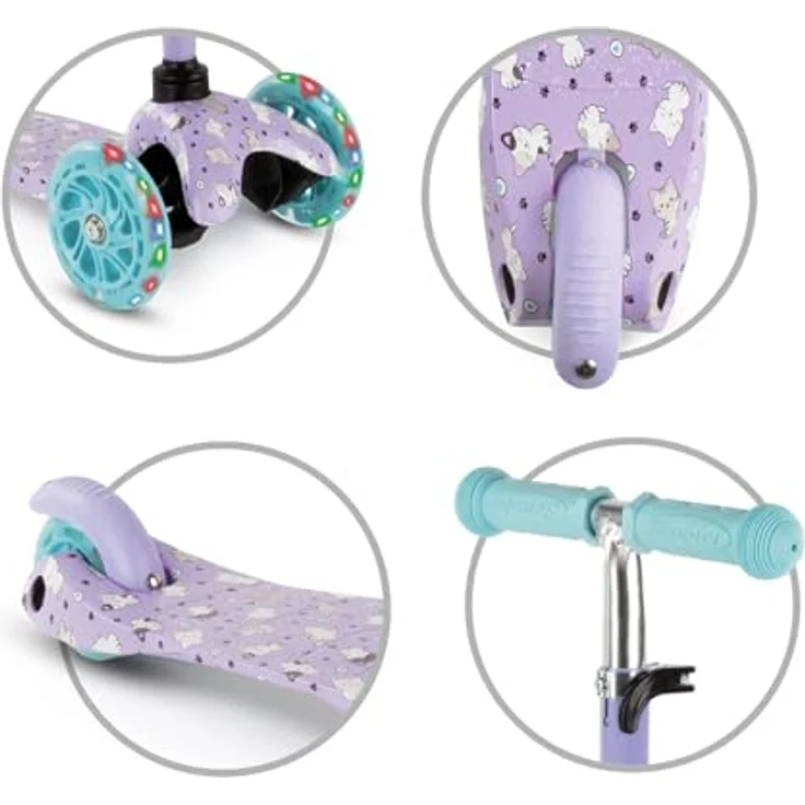 COIL Dreiradscooter, Kinderroller, Tretroller, Dreirad-Balance-Roller, Cityroller, ABEC-7-Lager, 3-stufige Lenkradverstellung, LED-Räder, Kitty – Bild 7