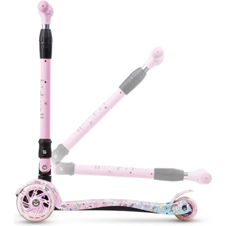 COIL Kinderroller VENTO, Dreiradscooter mit ABEC-7-Lager und LED-Rädern, 3-stufige Lenkradverstellung, Unique, blau – Bild 5
