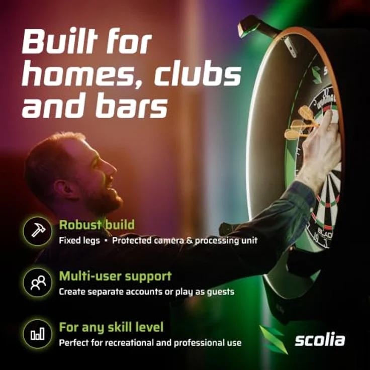 Scolia "Home 2 Flex" Autoscoring-System, automatische Punktezählung für Steeldarts mit 360° LED Beleuchtung, flexibles Abo-Modell – Bild 8