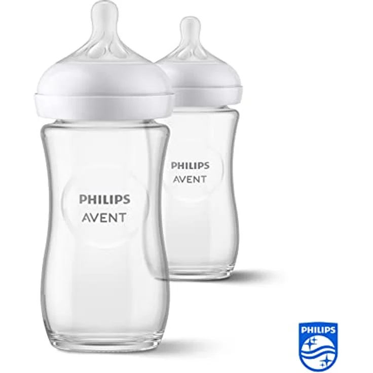 Philips Avent Babyflaschen Natural Response aus Glas – 2x Babyflasche, 240 ml, BPA-frei, für Neugeborene ab 1 Monat (Modell SCY933/02) – Bild 3