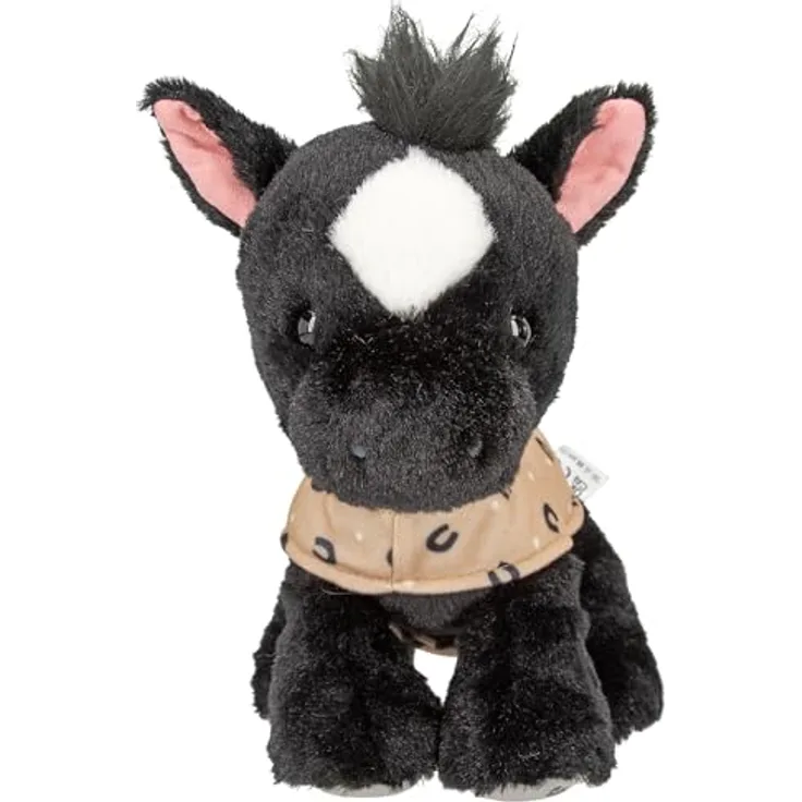 Depesche 13186 Miss Melody - Kuscheltier Pferd Black Angel in Schwarz und Weiß, ca. 20 cm groß mit Satteldecke