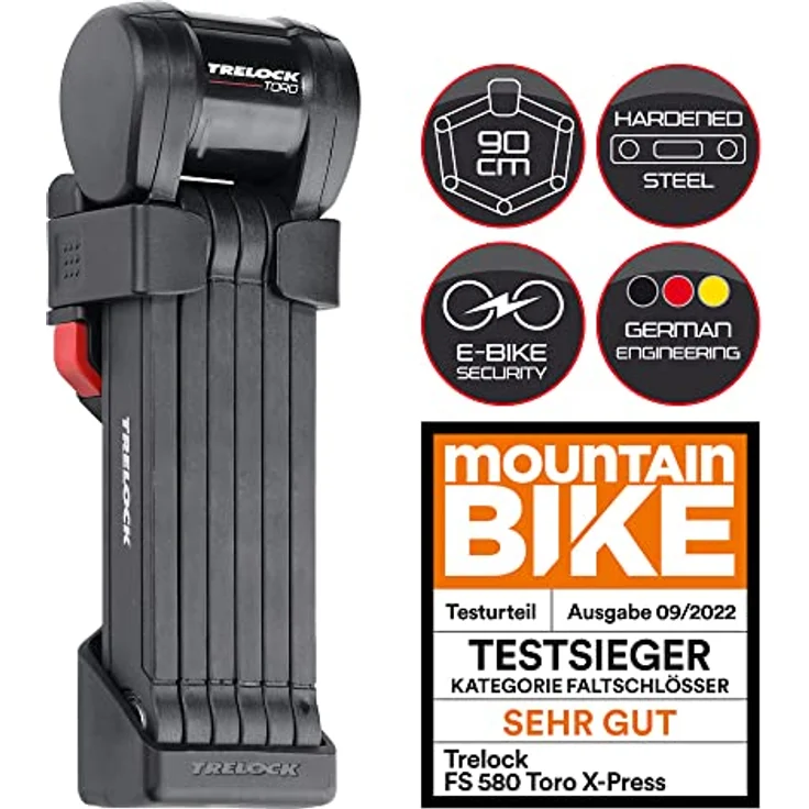 Trelock FS 580 Toro X-Press Faltschloss, Schwarz, 90cm – Bild 4