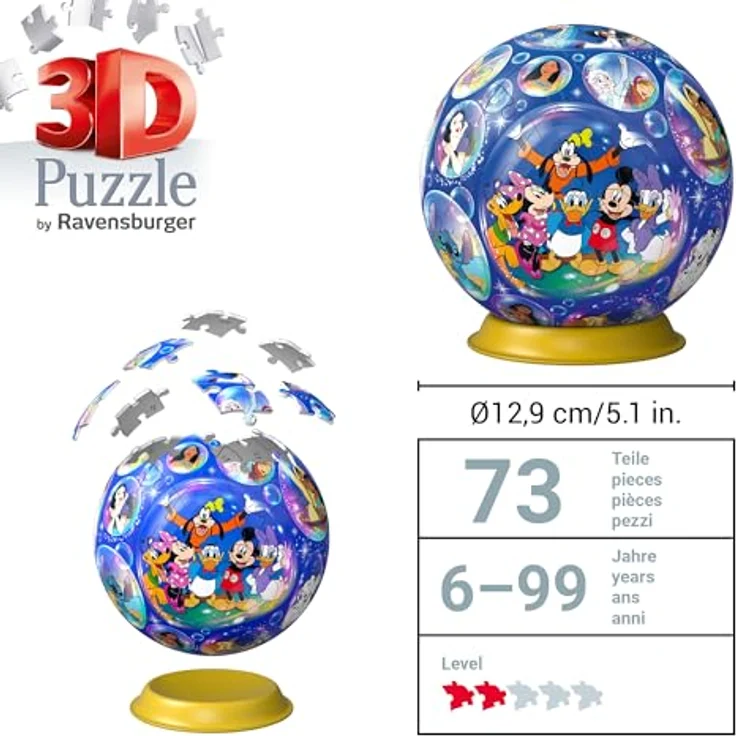 Ravensburger 3D Puzzle 11561 - Puzzle-Ball Disney Charaktere - 72 Teile - Puzzle-Ball für Disney-Fans ab 6 Jahren – Bild 4