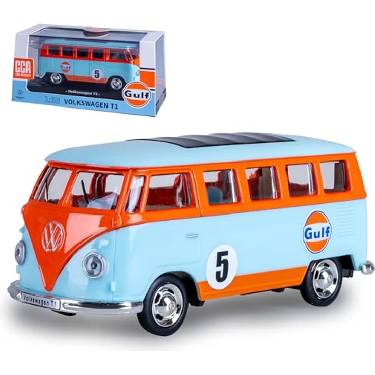 JAMARA 402604 Volkswagen T1 Diecast Modellauto 1:38, mit manuell öffnenden Türen, Rückzugsmotor, hochwertiges Spielzeug für Kinder – Bild 1