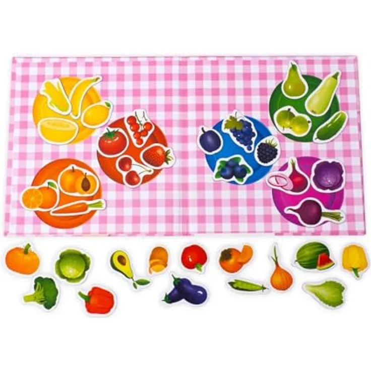 Magnikon Magnetspiel "Farben lernen", Sortierspiel für Kinder mit Obst, Gemüse und geometrischen Formen, 20 x 40 cm geöffnet – Bild 6
