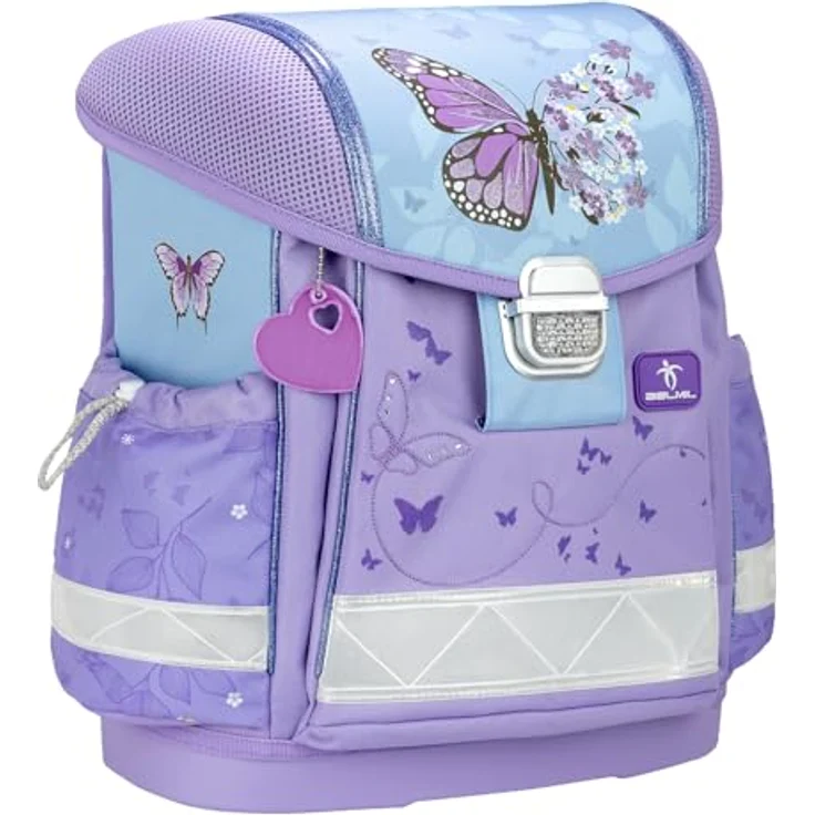 Belmil Classy Schulranzen Set 4-teilig (403-13/AG/S), ergonomisch, wasserdicht, Gewicht 930-990 g, Purple Blue Butterfly – Bild 3