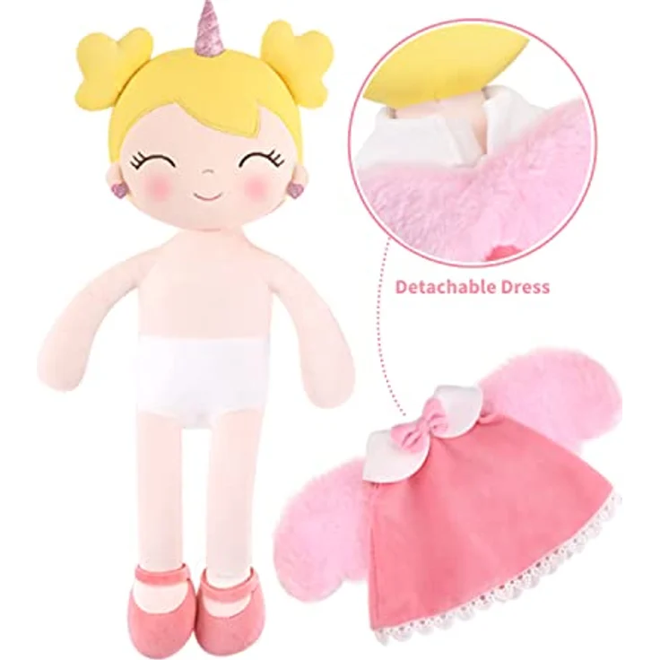 GAGAKU Weiche Stoffpuppe 40cm Einhorn Schutzengel, Kuschelpuppe aus umweltfreundlichem Material, rosa, für Kinder von 3-5 Jahren, Maschinenwaschbar – Bild 4