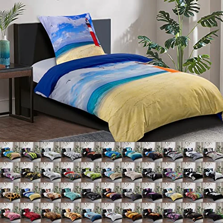 Sanilo Bettwäsche 135x200 cm, 100% feinste Baumwolle, Oeko-TEX Zertifiziert, Leuchtturm Design (2-teilig) – Bild 1