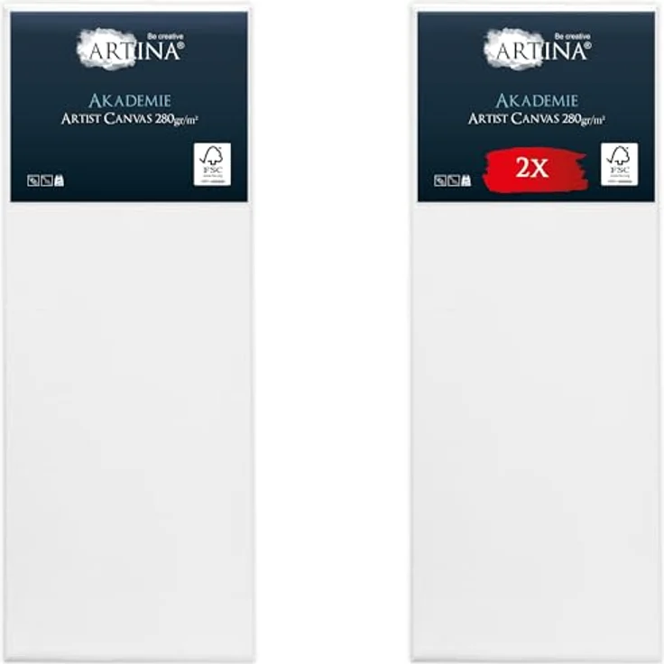 Artina Keilrahmen Leinwand 30x80 cm, 2er Set aus 100% Baumwolle, bespannt für Acrylfarben, FSC-zertifiziert – Bild 1