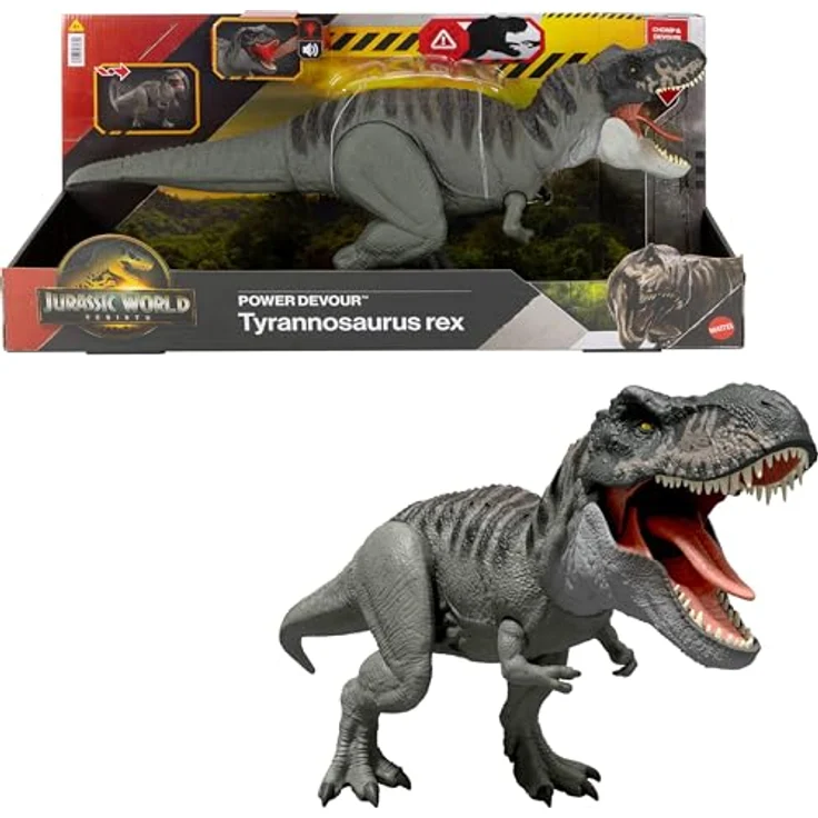 Mattel Jurassic World REBIRTH Feature T.Rex, Tyrannosaurus Rex mit Beißattacke, interaktive App-Anbindung und beweglichem Kopf – Bild 1