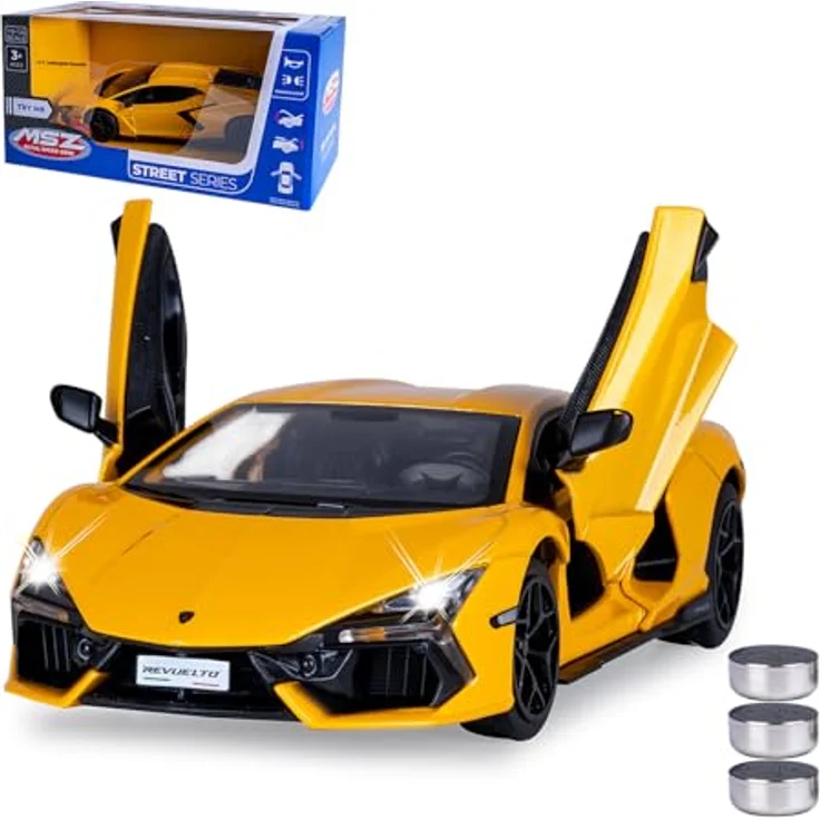 Jamara Lamborghini Revuelto Diecast 1:24, ferngesteuertes Auto in gelb, inkl. Knopfzellen für Kinder ab 36 Monaten – Bild 1