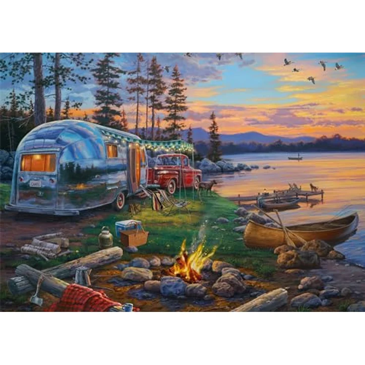 Schmidt Spiele 58533 Darrel Bush, Campingidyll am See, 1000 Teile Puzzle, bunt – Bild 4