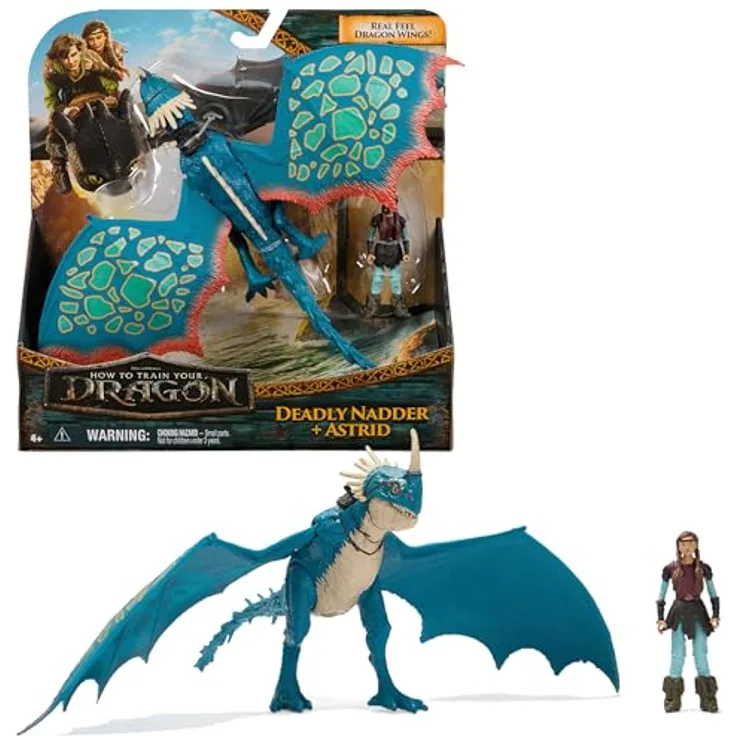 DreamWorks Dragons How to Train Your Dragon, Wikinger und Drachen Actionfiguren-Set, Sturmpfeil (24 cm) & Astrid (7 cm) mit beweglichen Teilen, Spielzeug für Kinder ab 4 Jahren