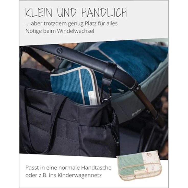 ULLENBOOM Windeltasche Waldfreunde, Wickeltasche für bis zu 3 Windeln, kompakt, mit Reißverschluss und Gummiband, Made in EU – Bild 5
