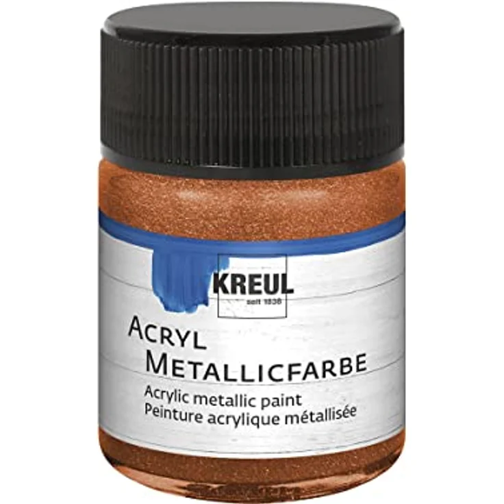 Kreul KREUL 77580 Acryl Metallicfarbe 50 ml in Kupfer, wasserbasierte, cremig deckende Metallicfarbe mit schnelltrocknendem, wasserfestem Metalliceffekt – Bild 1