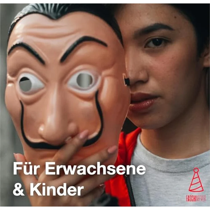 FASCHINFEVER Haus des Geldes Maske - Kostümmaske Einheitsgröße Salvador Dali für Erwachsene - Fasching Karneval Halloween – Bild 4