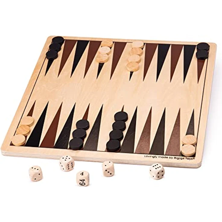 Bigjigs Toys Hölzernes Backgammon, traditionelles Brettspiel für 2 Spieler, 30 Spielsteine, geeignet für Kinder ab 3 Jahren – Bild 1