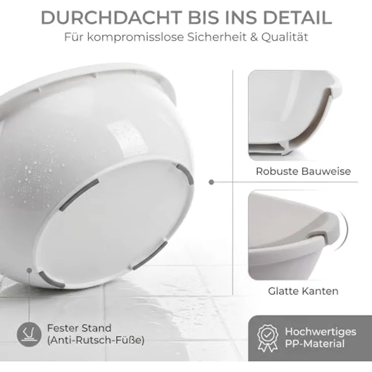 BabybeFun Baby Badewanne mit Badewanneneinsatz für Neugeborene [Testsieger] Rutschfeste Babybadewanne für Babys und Kleinkinder [0-12 Monate] Babywanne für Dusche Badewanne Weiß | Farbe wählen… – Bild 6