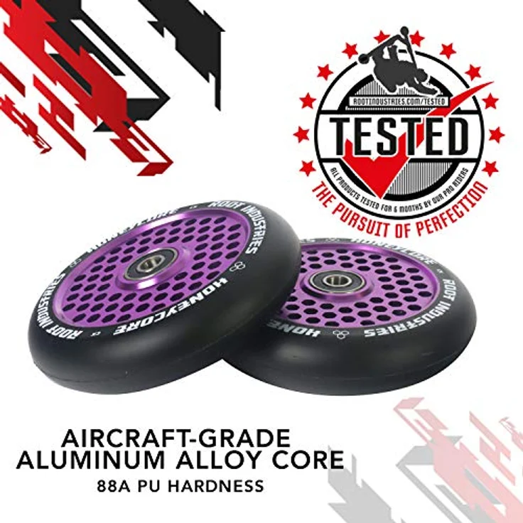 Root Industries Stuntscooter 2x Root Industries Honeycore Stunt-Scooter Rolle 110mm Lila/PU Schwarz – Bild 3