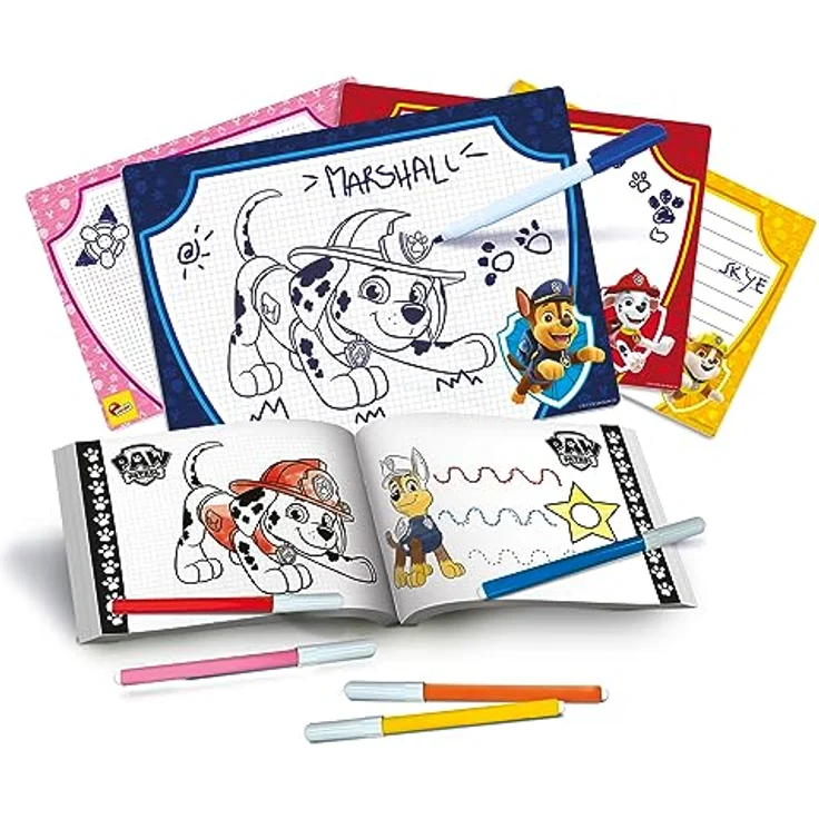 Lisciani Paw Patrol Zeichenschule Kreativset, 4 Schreib- und Löschtafeln, Anleitungsbuch und 6 farbige Filzstifte, für Kinder ab 3 Jahren – Bild 2