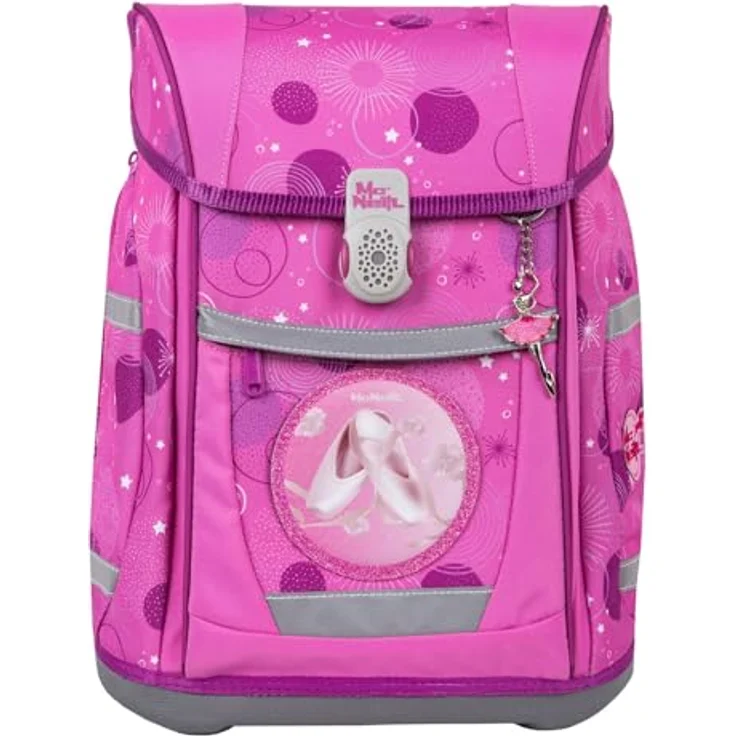 McNeill Schulranzen Tenero, Pinky (Set, 5-tlg) mit Federmäppchen, Turnbeutel, Schlamperrolle & Motivmagnet, leichtgewichtig, ClickFlex Rückensystem, reflektierendes Magnetschloss, gepolsterte Schultergurte – Bild 2