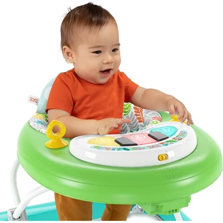 Bright Starts, Tiny Trek 2-in-1 Baby Aktivität Lauflernhilfe mit Spielzeugstation, verstellbarer Höhe und leicht faltbarem Rahmen, Dschungel Ranken Alter 6 Monate+ – Bild 6