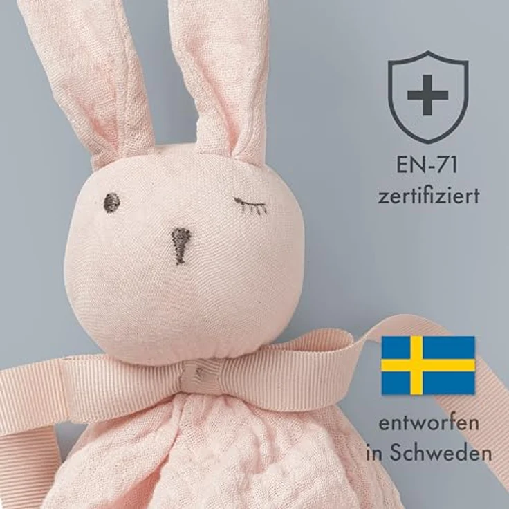 Elodie Details Schnuffeltuch, Baby Blinkie Schmusetuch aus 100% Öko-Tex Bio-Baumwolle - Extraweich, Waschbar und ideal für Babys & Kleinkinder - Mae Pink – Bild 4
