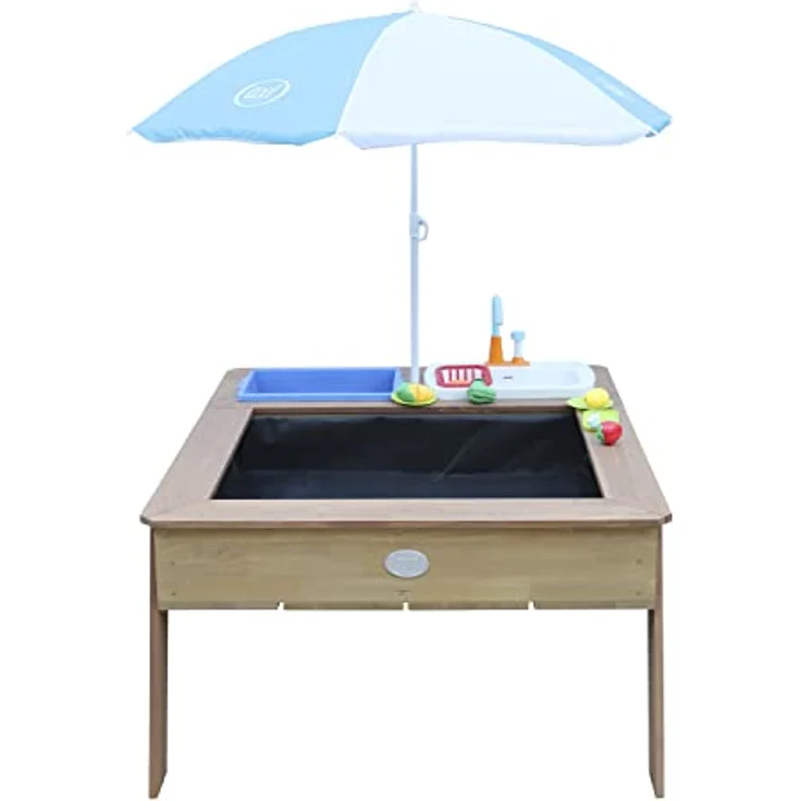 AXI Linda Sand & Wassertisch aus Holz mit Spielküchenspüle | Matschtisch/Spielküche/Wasserspieltisch/Sandtisch für Kinder in Braun mit Sonnenschirm. – Bild 3