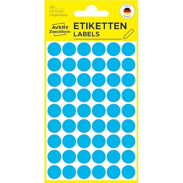 AVERY Zweckform Klebepunkte 3142, beschriftbare Markierungspunkte, blau, Ø 12,0 mm, 270 St. – Bild 8