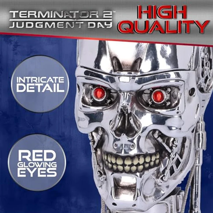 Nemesis Now T-800 Terminator Büste, Sammelfigur aus Harz mit entferntem Schädel und Stauraum, silber – Bild 3