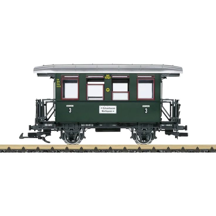 LGB 33079G Personenwagen der Öchsle Museumsbahn, zweiachsiger Modelleisenbahn-Wagen mit Türen zum Öffnen, Epoche VI, Länge 30 cm