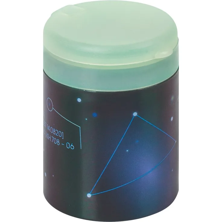 BRUNNEN Dosenspitzer Robot Heroes, Metalldoppelspitzer für dicke und dünne Stifte, dunkelblau-mint