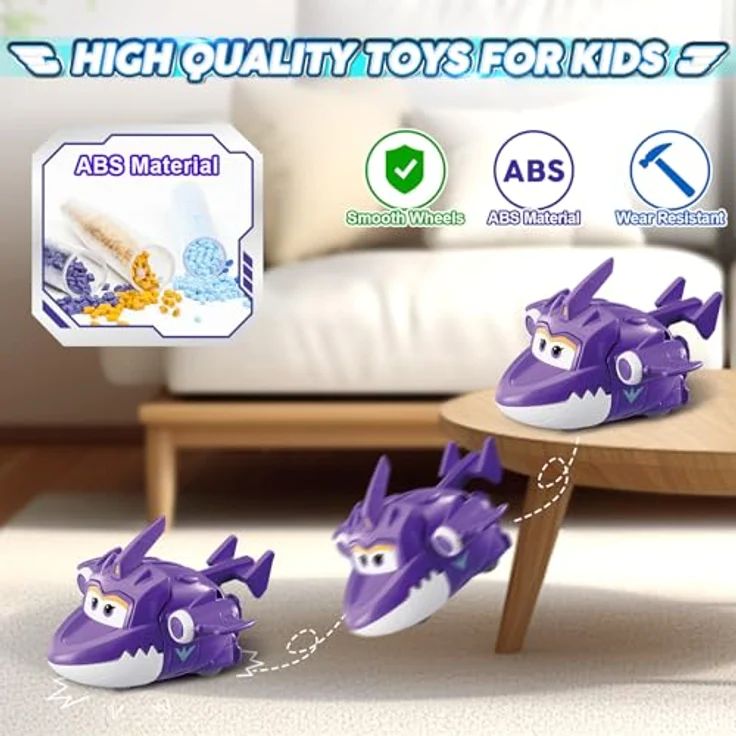 Super Wings Transformations-Flugzeug Sally, 2 in 1 Action Figur, 5 cm großes Flugzeug-Roboter-Spielzeug in lila, für Jungen und Mädchen ab 3 Jahren – Bild 4