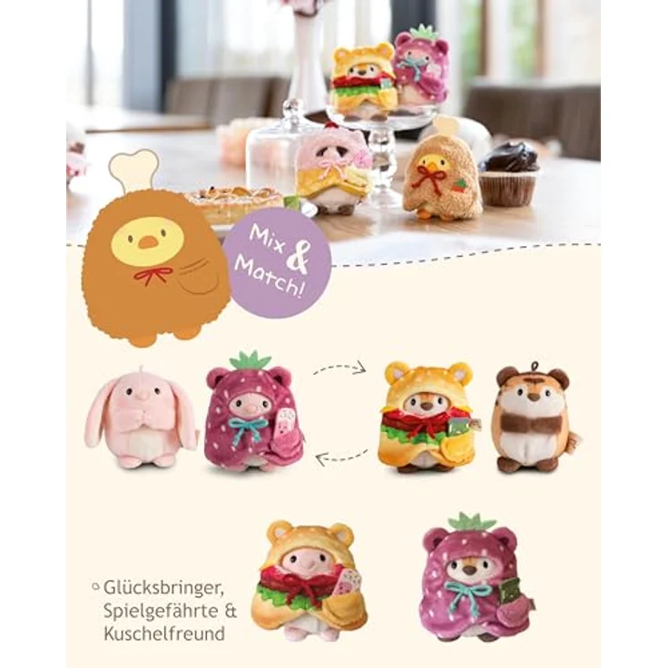 Nici Kuscheltier mymochi, Set Panda Kono 8 cm mit Schokolade und Popcornkostüm, NICI Plüsch in Geschenkbox – Bild 5