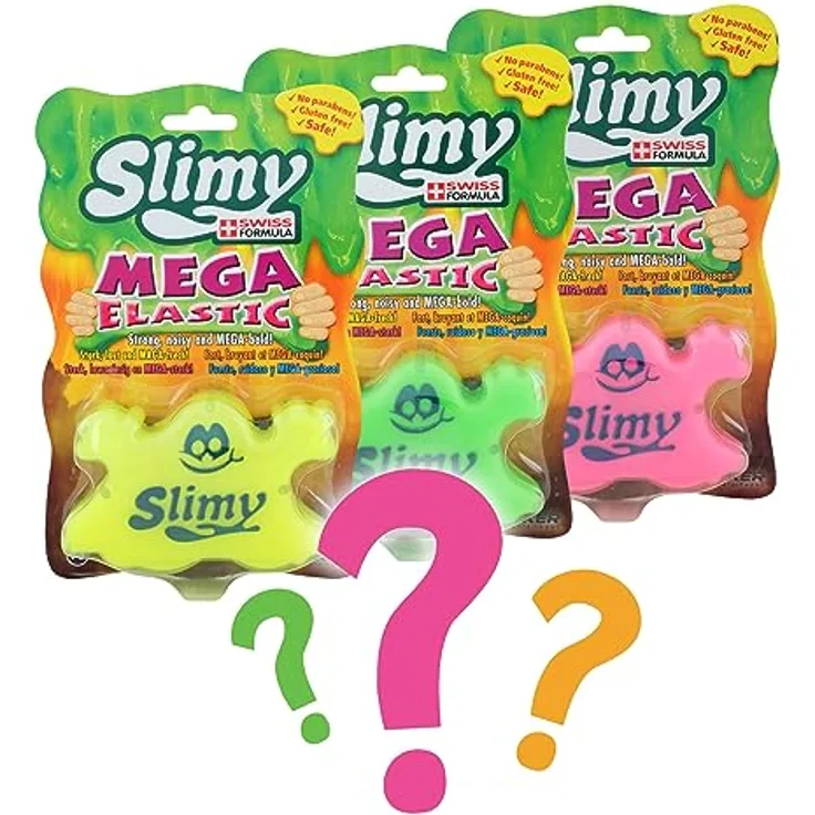 Slimy Mega Elastic 150g, Original Mega Slime Spielmasse für Kinder, superdehnbar, dermatologisch getestet, Überraschungsfarbe