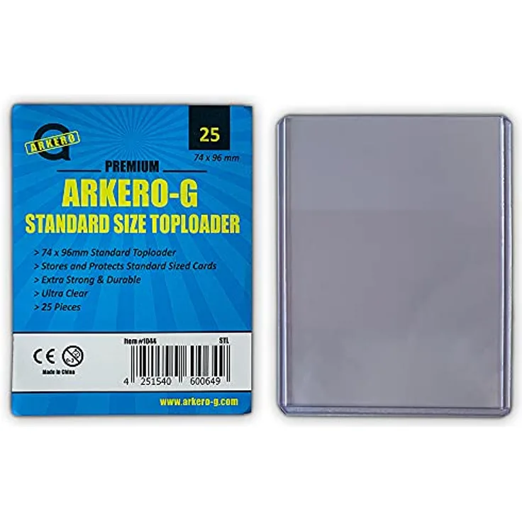 Arkero-G® 25 Standard Toploader Schutzhüllen für Standard Sammel-Karten z.B. Pokemon, MTG Magic, Dragonball, Trading Card Game Spiele