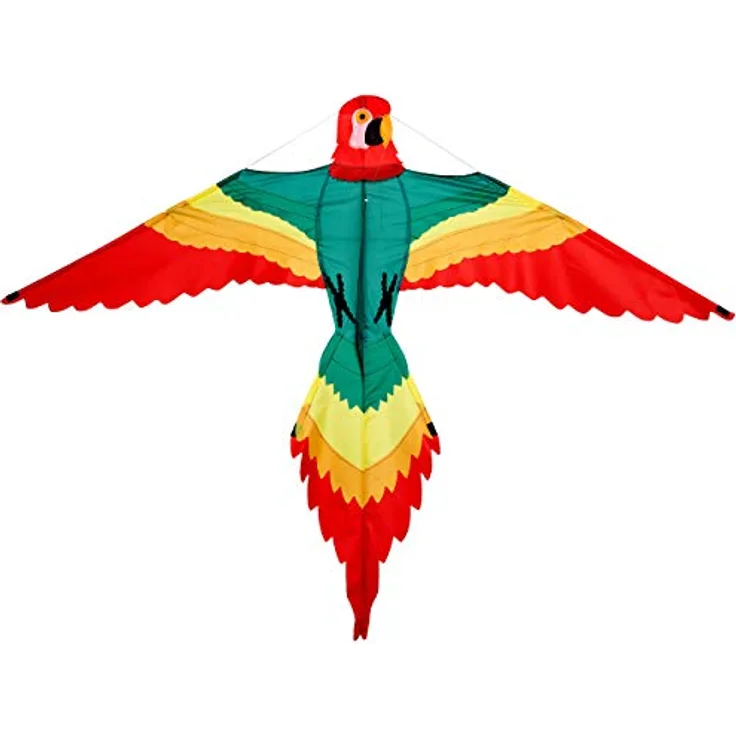 Wolkenstürmer Papagei Kinderdrachen - 1-Leiner Drachen für Kinder, flugfertig inkl. 40m Schnur