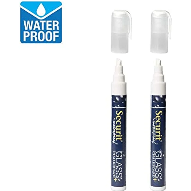 SECURIT wasserfeste Flüssigkreide Marker, weiß, Plastik, 14.2 x 3.5 x 2 cm – Bild 2