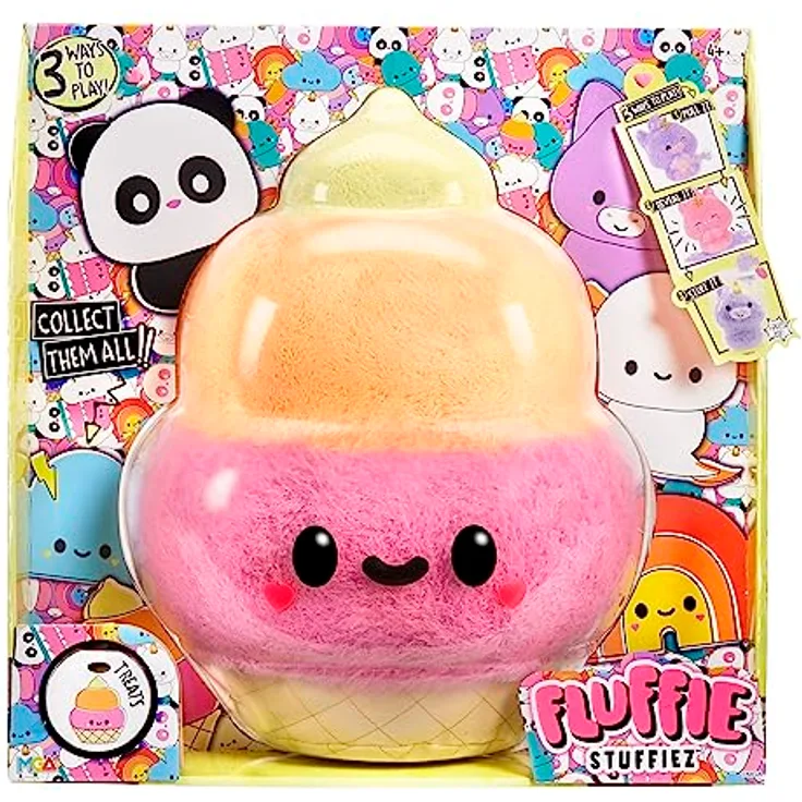 Fluffie Stuffiez Große Sammelplüschfigur - ICE CREAM - Überraschung beim Auspacken mit ASMR Fidget DIY Fellabziehen, Ultrasofter Flaum - Ideal für Kinder ab 4 Jahren