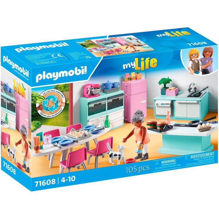 Playmobil® Konstruktions-Spielset Küche mit Essplatz (71608), myLife, (105 St), Made in Europe