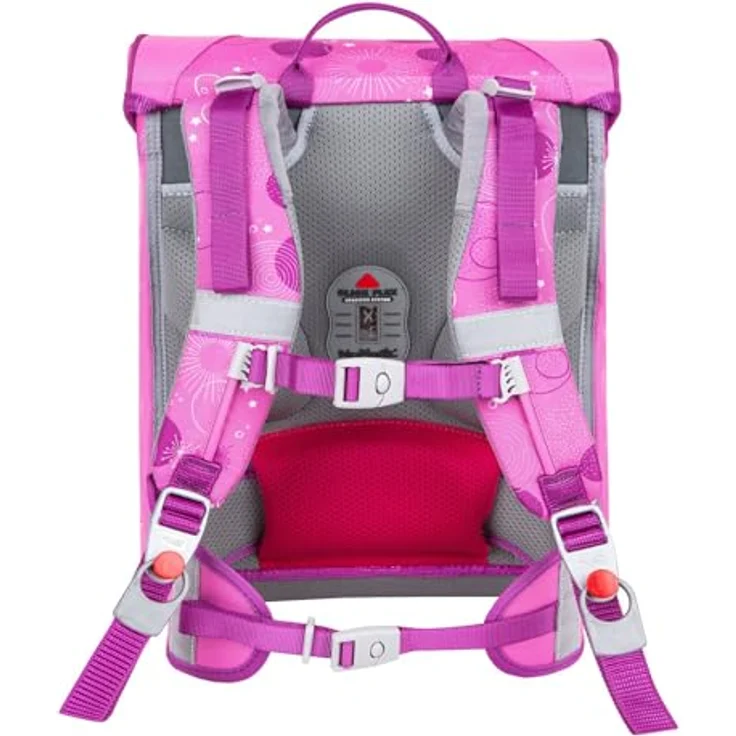 McNeill Schulranzen Tenero, Pinky (Set, 5-tlg) mit Federmäppchen, Turnbeutel, Schlamperrolle & Motivmagnet, leichtgewichtig, ClickFlex Rückensystem, reflektierendes Magnetschloss, gepolsterte Schultergurte – Bild 5