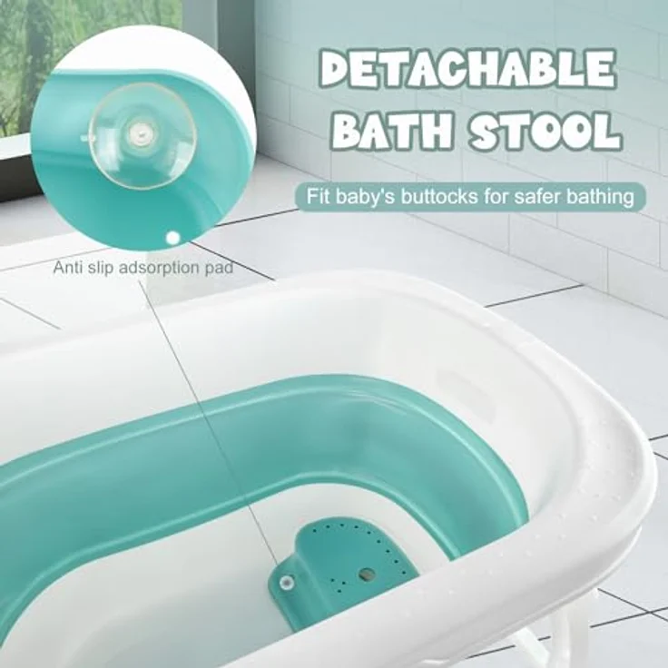 HUOLE Baby Bathtub Foldable, Faltbare Badewanne für Neugeborene, rutschfest und umweltfreundlich, extragroßer Raum 72 x 51 x 42 cm – Bild 4
