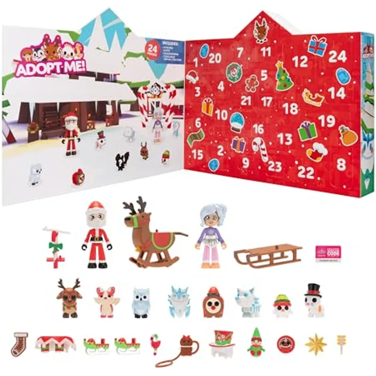 Adopt Me! AME0174 - Adventskalender, 24 Überraschungen inkl. Tieren, Figuren und exklusivem virtuellen Code