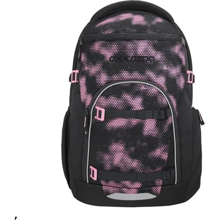 Coocazoo Byte Schulrucksack „Pink Illusion”, ergonomischer Tornister, höhenverstellbar, mit Brust- und Hüftgurt, schwarz-pink, für die 3. Klasse – Bild 1