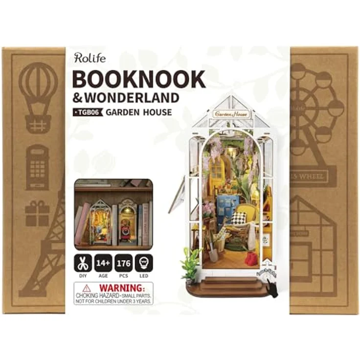 ROLIFE 3D-Puzzle Book Nook "Garden House", 176 Puzzleteile, multifunktionale Buchstütze und dekoratives Bastelspielzeug – Bild 2