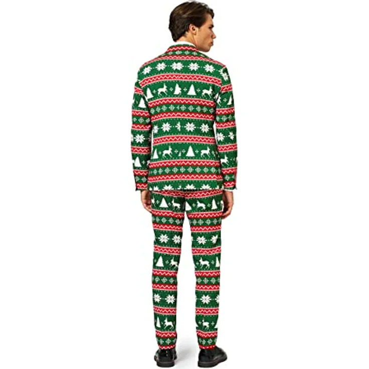 OppoSuits Festive Green, Dreiteiliger Anzug mit festlichem Design, slim-fit Schnitt, inklusive Jacket, Hose und Krawatte – Bild 3