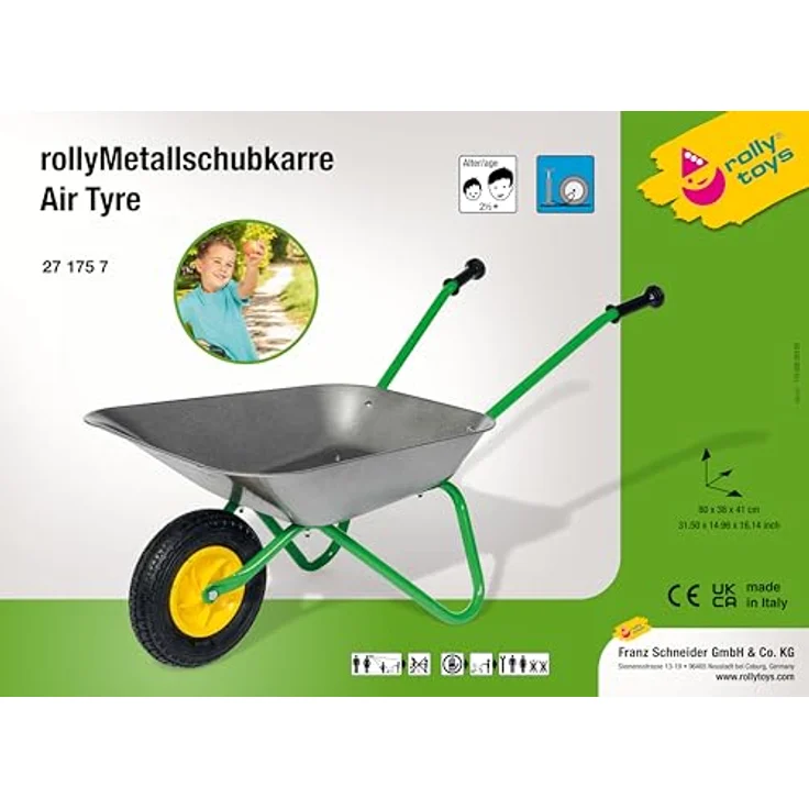 Rolly Toys 271757 'Metallschubkarre' Kinderschubkarre, ab 2,5 Jahren, Metallschüssel, belastbar bis 25 kg, Kunststoffgriffe – Bild 3